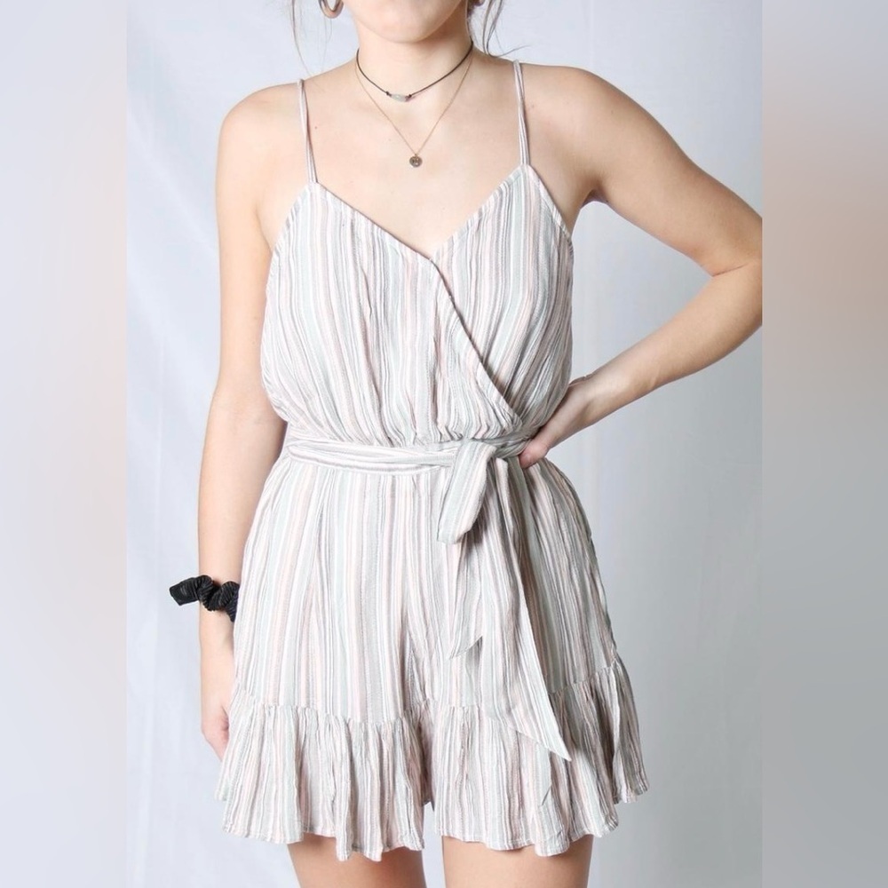 American Eagle striped skirted romper, small